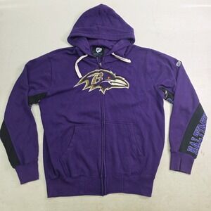 Baltimore Ravens Full Zip Purple Hoodie NFL Official Hands High‎ Men's Size L